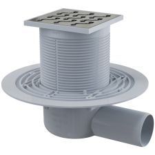 Kratka ściekowa 105&times;105/50 mm z odpływem bocznym i rusztem nierdzewnym