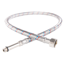 Wężyk bat. oplot stal L30M10*3/8 nypel długi