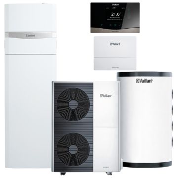 Pompa ciepła powietrze 12,2 kW Vaillant AroTherm VWL 125/6 A z centralą VIH, buforem i regulatorem