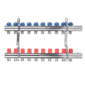Rozdzielacz 11 obwodowy z zaworami, przyłącze 1", 3/4"-Euro 01298728 Emmeti