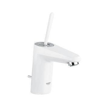 Bateria umywalkowa biała/chrom Grohe EuroDisc Joy stojąca, uchwyt Joystick, z korkiem automatycznym