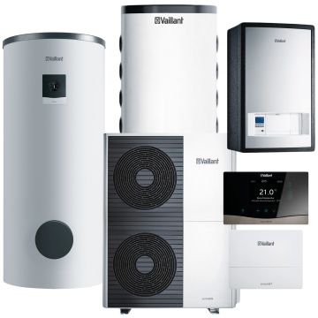 Pompa ciepła powietrze 12,6 kW Vaillant AroTherm VWL 125/5 AS z modułem IS, buforem, zasobnikiem i regulatorem