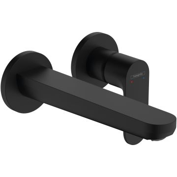 Bateria umywalkowa jednouchwytowa naścienna Rebris S 200 mm czarny mat Hansgrohe