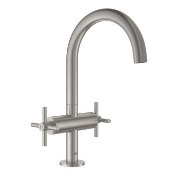 Bateria umywalkowa stalowa Grohe Atrio stojąca, z korkiem Push-Open