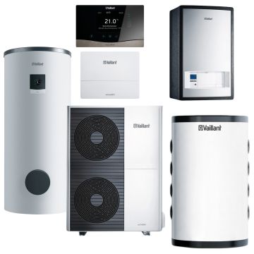 Pompa ciepła powietrze 12,2 kW Vaillant AroTherm VWL 125/6 A z modułem MEH, buforem, zasobnikiem i regulatorem
