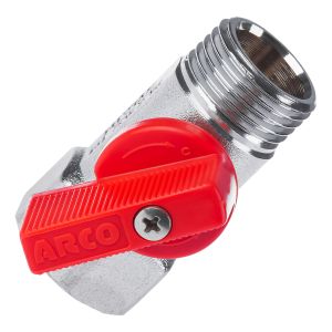 MINI zawór kulowy, 1/2GZ x 1/2GW, uchwyt czerwony