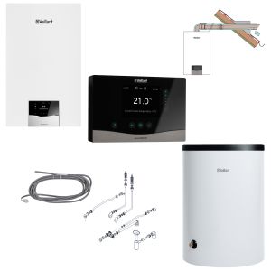 Kocioł gazowy kondensacyjny 21,0 kW Vaillant EcoTec Plus VC 20CS/1-5 jednofunkcyjny z zasobnikiem 120L, regulatorem SensoComfort i zestawem kominowym