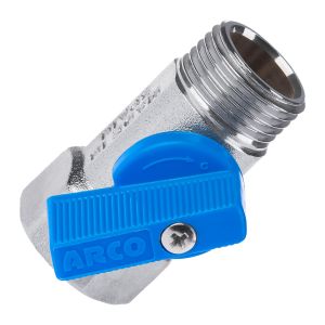 MINI zawór kulowy, 1/2GZ x 1/2GW, uchwyt niebieski