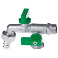 NANO DOBLE zawór czerpalny antykamienny, 1/2GZ x 3/4GZ + 3/4GZ x 15, z końcówką na wąż