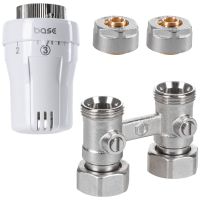 Zestaw przyłączeniowy wersja prosta (moduł przyłaczeniowy VKO prosty ze stożkami + głowica termostatyczna + złaczki PEX 16x2mm GW3/4") C093100205 Sch