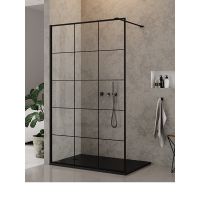 Ścianka szklana NEW MODUS BLACK walk-in 90x200cm szkło czyste Active shield- wzór krata EXK-0104 New Trendy