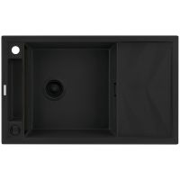 Zlewozmywak granitowy magnetyczny 1-komorowy z ociekaczem 82 X 50 X 21,9cm z osprzętem SPACE SAVER Nero Deante